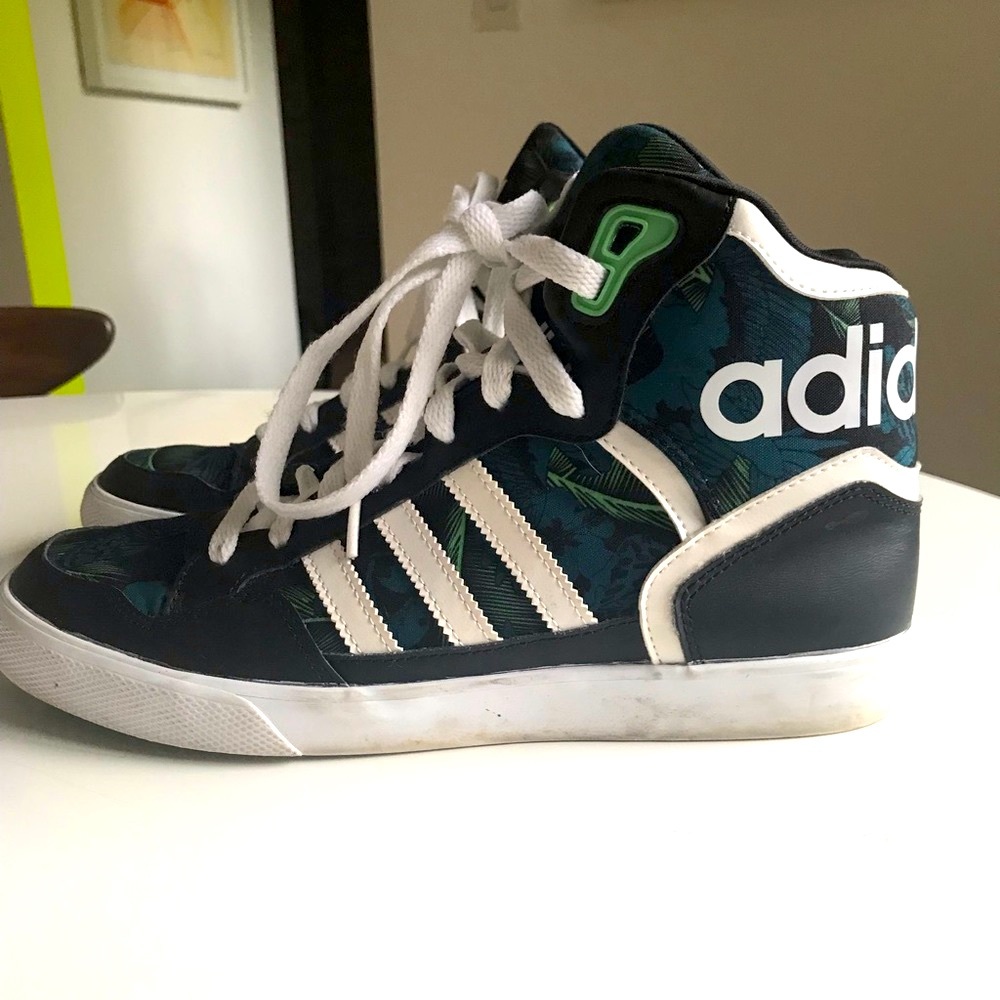 adidas Women's High-Top Sneakers in Navy, White & Green